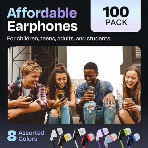 Vista 8 de Paquete de 100 auriculares USB C con cable con micrófono, auriculares intrauditivos tipo C para Chromebooks, iPads con USB-C, MacBook, tabletas