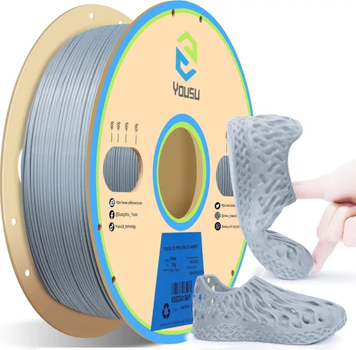 Vista 10 de YOUSU Filamento TPU 85A de 0.07 in, 2.2 lbs, filamento flexible para A1-negro mate 85a