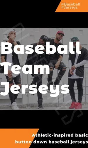 Vista 5 de OLLIE ARNES Camiseta de béisbol, camisa hip-hop, con botones, uniforme de equipo, para hombres, jóvenes, tallas de niños pequeños