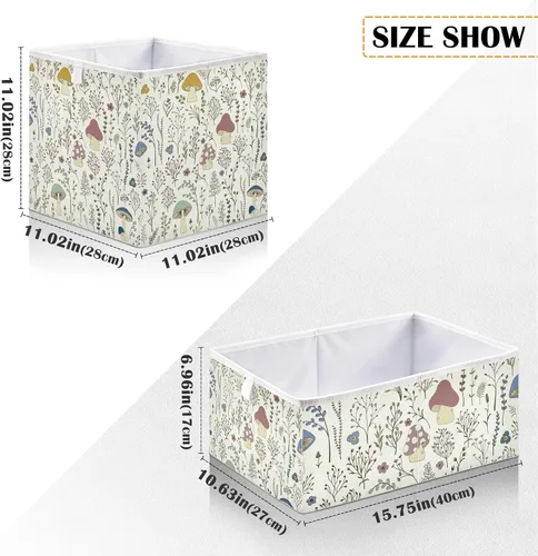 Vista 3 de Cubo de almacenamiento de hongos, canasta de almacenamiento plegable grande, caja organizadora de ropa, para estantes, armario, dormitorio, oficina