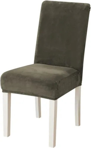 Vista 17 de Juego de 2 fundas de terciopelo para sillas de comedor, 4, 6, 8, elásticas, gruesas, fundas protectoras suaves para sillas Parson, fundas Beige