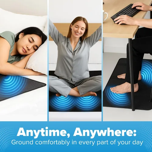 Vista 7 de Grounding Mat for Bed Earthing Mat Grounding Pad PU Leather Conductive Sleep Pad with Breathable Surface, Surge-Resistant Cord – Anti-Slip, Easy