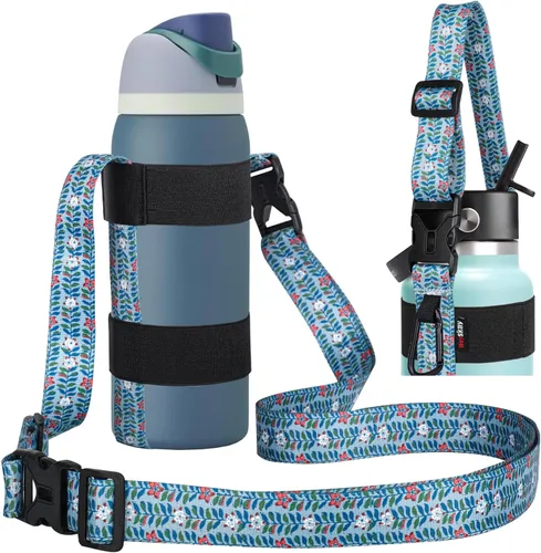 Vista 10 de HEYSKAY Soporte para botella de agua con correa, correa para botella de agua con correa de hombro ajustable para Owala FreeSip de 24 a 40 onzas Negro