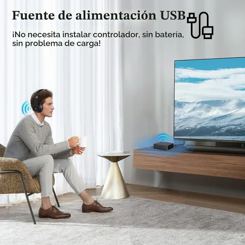 Vista 4 de Transmisor/receptor óptico Bluetooth 5.0 (TV a auriculares)