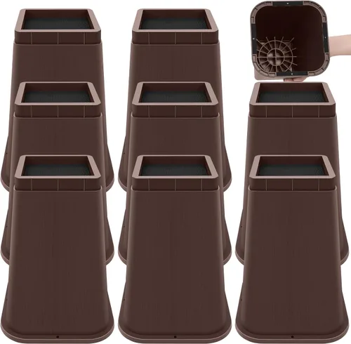 Vista 10 de elevadores de cama ajustables para muebles - elevadores resistentes de 4 o 8 o 12 pulgadas sin deslizamiento para camas/sofás/sillones, diseño