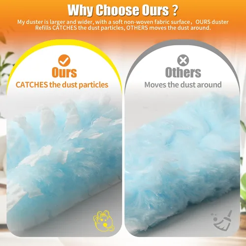 Vista 5 de 80 repuestos de plumero con 1 mango corto y mango extensible de 3 pies, compatible con Swiffer Duster, plumeros de limpieza de microfibra