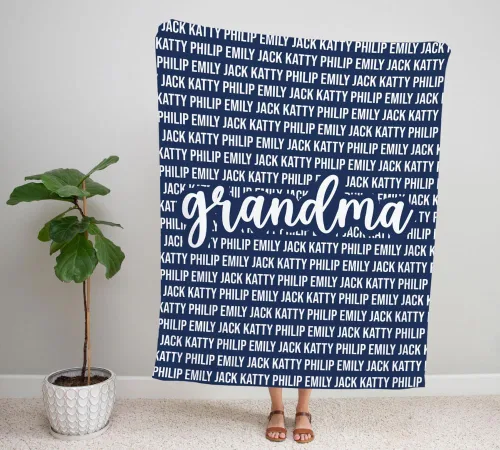 Vista 2 de Personalized Grandma Blanket, Gifts for Grandmother from Grand Kids, Name Blankets for Mimi, Gigi, Nana (Grandma 01)