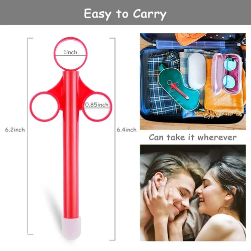Vista 3 de Jeringas aplicadoras de lubricante, tirador de tubo lubricante con tapa redondeada lisa para hombres, mujeres y parejas, reutilizables, fáciles