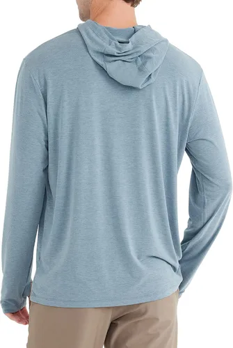 Vista 2 de Free Fly Sudadera con capucha cruzada de bambú para hombre, camisa elástica de peso premium para exteriores con orificios para los pulgares