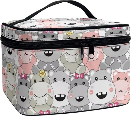 Vista 38 de doginthehole Bolsa de maquillaje, bolsa de cosméticos de viaje, bolsa de aseo portátil grande, organizador de accesorios para mujeres y niñas