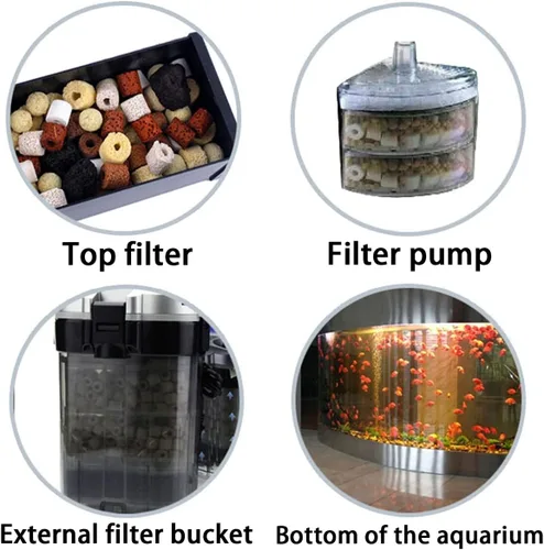 Vista 4 de GOLDEAL Bio Balls - Juego de anillos de cerámica, medios de filtro biológico para acuario con bolsa de malla para pecera y estanque, filtro