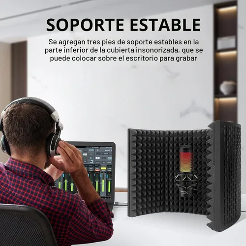 Vista 4 de Escudo de aislamiento de micrófono de grabación de estudio profesional, adecuado para Blue Yeti y cualquier equipo de grabación de micrófono