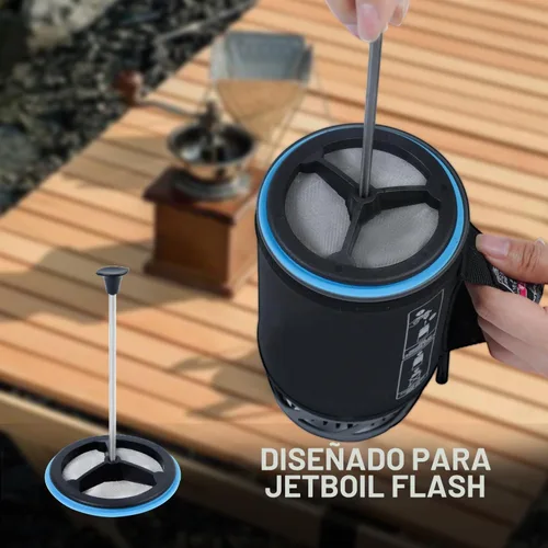 Vista 7 de Paquete de 2 cafeteras de prensa francesa de silicona compatibles con estufas de camping Jetboil Flash, cafetera de prensa francesa para estufas