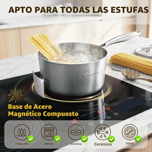 Vista 6 de LOLYKITCH Juego de cacerolas de acero inoxidable de 1QT y 2QT con tapas