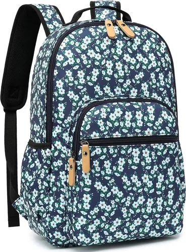 Vista 95 de Leaper Mochila para laptop para mujer: linda mochila floral para escuela, universidad, viajes, trabajo, mochila ligera para niños, Negro margarita