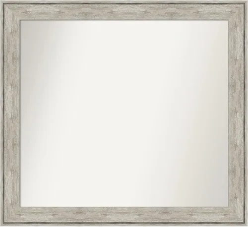 Vista 166 de Amanti Art Espejo de baño plateado para sobre el fregadero, 28 x 37 pulgadas, elegante espejo rectangular de peltre cepillado, marco de madera