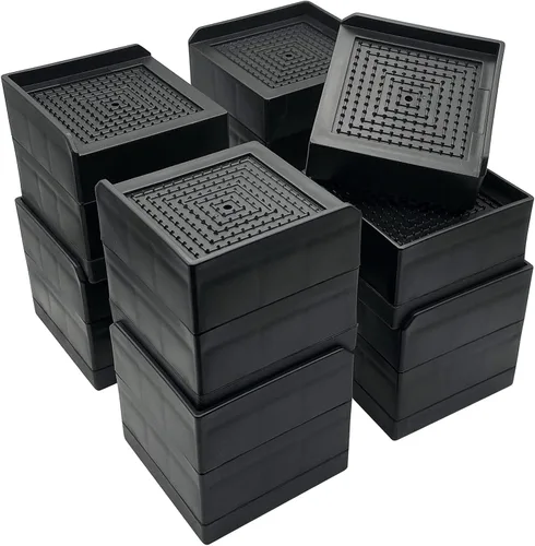 Vista 8 de Elevador de Cama, Bloques de Elevación de Muebles, Estabilizadores de 3 Pulgadas de Alta Resistencia para Cama, Sofá, Escritorio, Mesa, Soporte