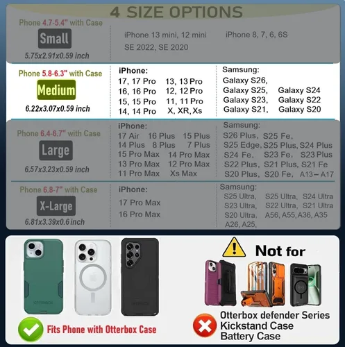Vista 2 de Funda para iPhone 17 16 15 14 13 12 11 Xs X XR/Pro, funda con clip para cinturón de teléfono celular con clip para hombre, bolsa de nailon
