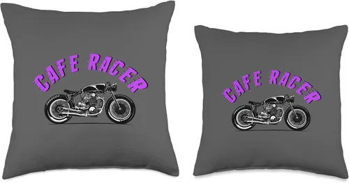 Vista 3 de American Cafe Racer Motorcycle Apparel and Merch Cafe Racer Biker Men Women Adult Teens Boys Girls Kids Youth Throw Pillow, 16x16, Multicolor