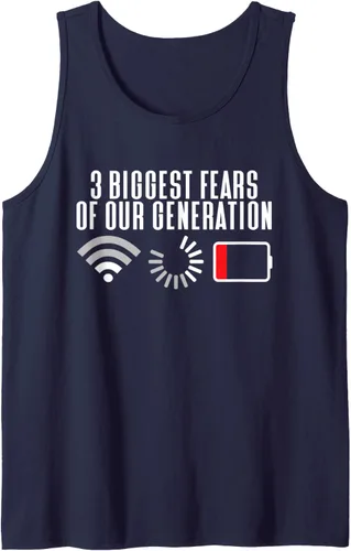 Vista 6 de Camiseta sin mangas con los 3 mayores miedos de nuestra generación, Negro, S
