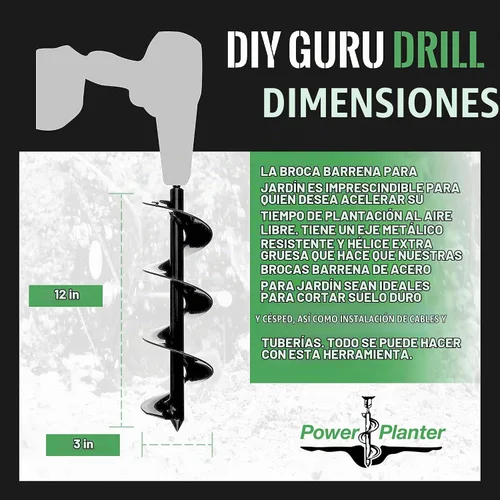 Vista 6 de Power Planter taladro gurú de bricolaje de 3 x 12 pulgadas