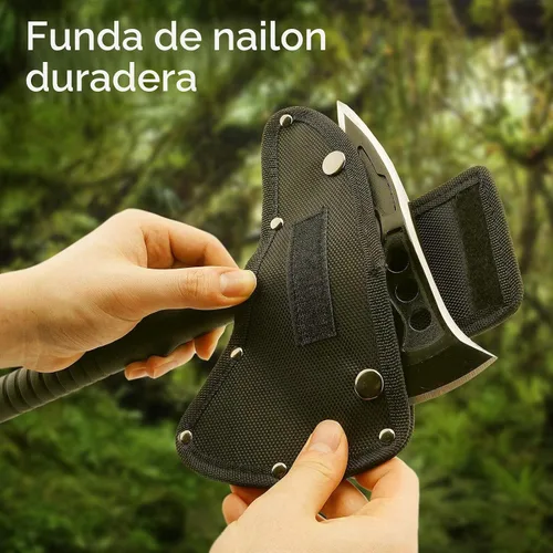 Vista 5 de Hitdudu - Hacha de camping, hacha de lanzamiento de supervivencia con funda, tomahawk táctico con punta, mango de fibra de nylon para supervivencia