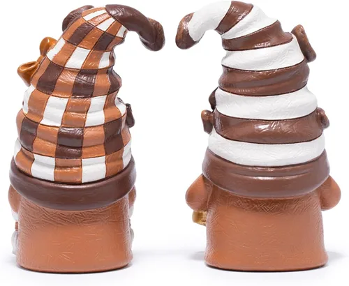 Vista 7 de Hodao Figuras de gnomo de café, chocolate y crema, juego de 2 Marrón