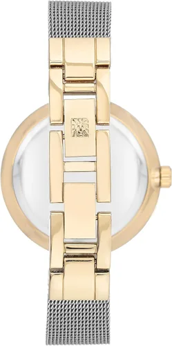 Vista 2 de Anne Klein Reloj de pulsera de malla acentuada con cristal prémium para mujer