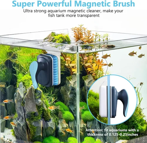 Vista 2 de fishkeeper Limpiador magnético de vidrio para acuario, herramienta de limpieza con imán de algas para pecera, con raspador de algas para acuarios