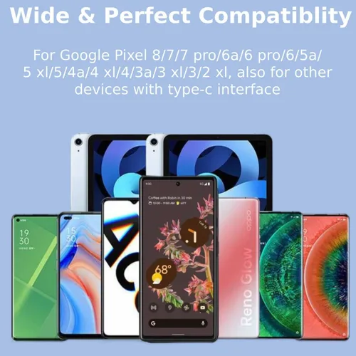 Vista 2 de [Paquete de 2] Cargador rápido Pixel 9 8 7 de 30 W para Google Pixel 9 9 Pro 8 8 Pro 7 7a 7 Pro 6 6a 6 Pro, 6.6 pies PD USB C carga rápida