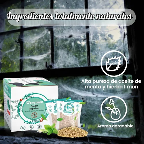 Vista 2 de Paquete de 8 bolsas repelentes de arañas para interior de casa, aceite