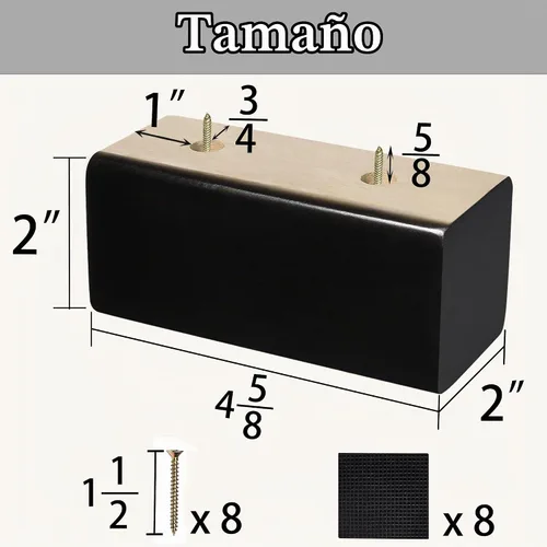 Vista 2 de Elevadores de madera (negro, 2 pulgadas)