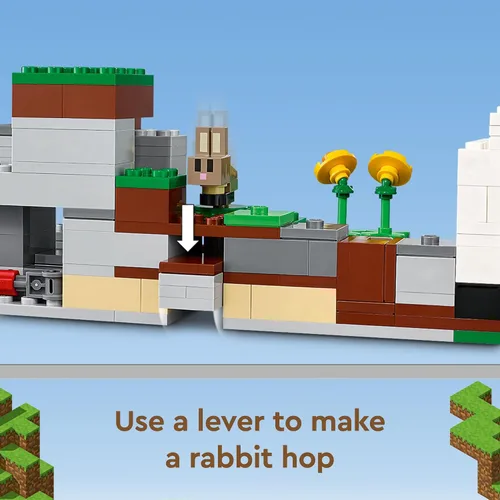 Vista 3 de Lego 21181 Minecraft The Ranch Rabbit, juego de construcción, juguete para niños a partir de 8 años con figuras entrenador, zombi, animales