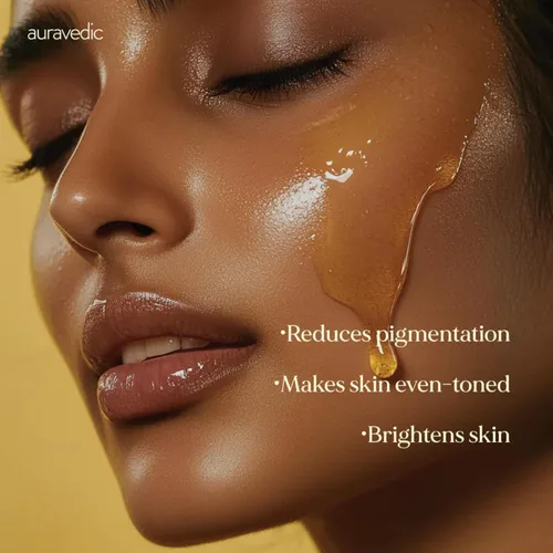 Vista 3 de Auravedic Aceite de cúrcuma para una piel brillante Aceite de masaje facial con azafrán y ashwagandha Apoya la luminosidad y la claridad