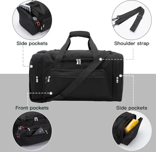 Vista 3 de Sports Duffel Bag 20 inch for Travel Gym Black