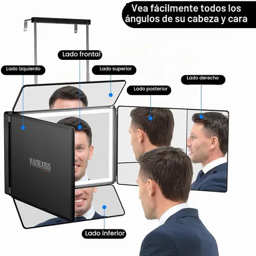 Vista 5 de Vanexiss 5 Way Mirror,Barber Mirror for Self Hair Cutting and Brading Hair