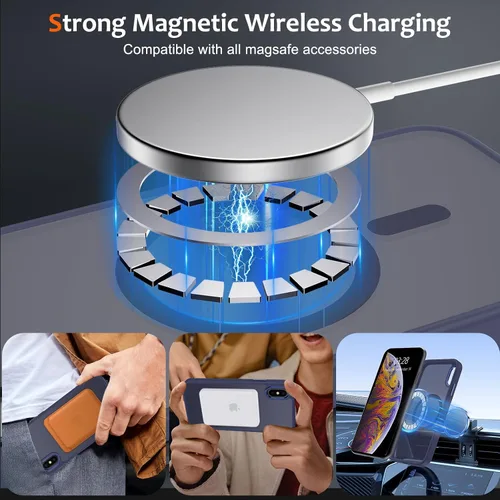 Vista 1299 de Anuck - Funda magnética para iPhone 11 compatible con MagSafe, carcasa trasera mate translúcida dura, borde de TPU, delgada, resistente a impactos