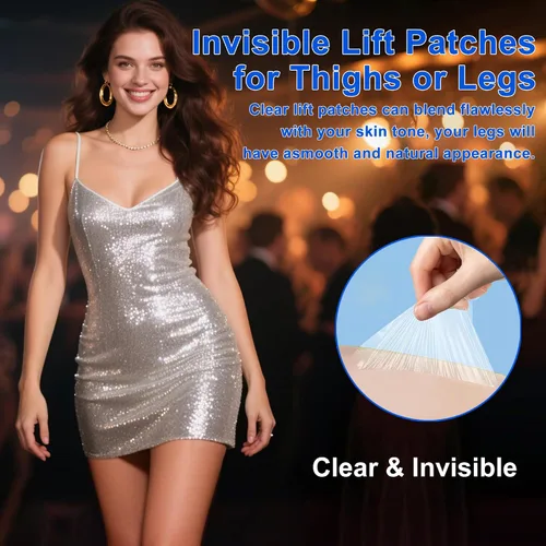 Vista 4 de 30 cintas invisibles de levantamiento de muslos para mujeres, cinta de levantamiento instantáneo de la piel para apretar la piel suelta y suavizar