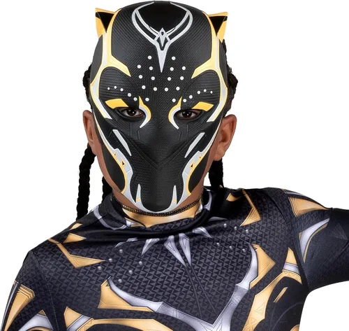 Vista 4 de Marvel Black Panther - Disfraz juvenil oficial - Mono acolchado con máscara de plástico, talla L
