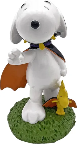 Vista 2 de Peanuts® Snoopy & Woodstock Vestida para Halloween Estatua de jardín de 8 pulgadas