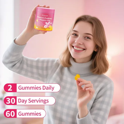Vista 7 de Gomitas probióticas de olmo resbaladizo para mujer, sus jugosos probióticos femeninos apoyan el equilibrio del pH y el sistema inmunológico, gomitas