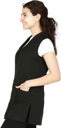 Vista 4 de Gwen - Chaleco de salón profesional, chaleco de estilista, uniforme de cosmetología, a prueba de lejía