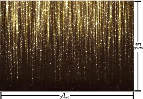 Vista 4 de MEHOFOND Telón de fondo negro y dorado de 7 x 5 pies para decoración de fiesta de cumpleaños de adultos y niños, pancarta de lentejuelas doradas