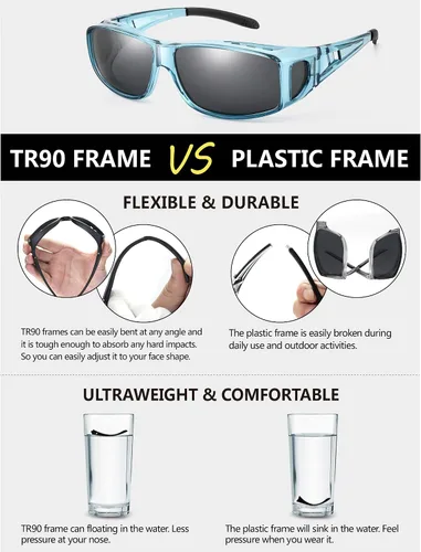 Vista 7 de Polarized Sunglasses Fit Over Glasses for Women Men with UV400 Protection Over Wrap Around Sun Glasses