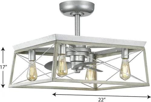 Vista 12 de Briarwood Collection - Ventilador de techo galvanizado con motor de CA de 3 aspas de 22 pulgadas