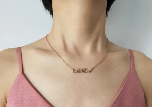 Vista 5 de Aoloshow Name Necklace Personalized Custom Any Name Handwriting Nameplate Jewelry Gift for Womens Girls