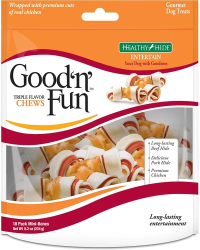Vista 8 de Good 'N' Fun Mini masticables de cuero crudo de triple sabor, 7