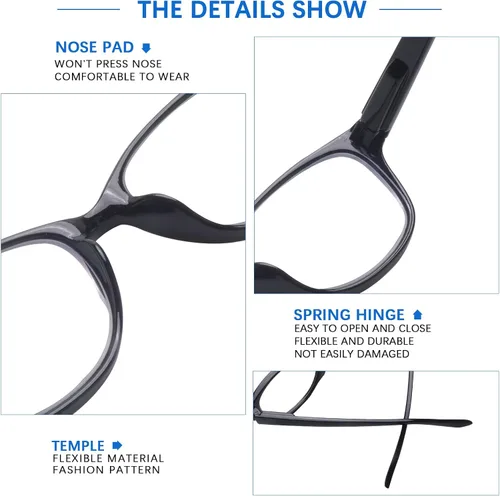 Vista 5 de COJWIS 5 Pack Reading Glasses for Women Blue Light Blocking Computer Readers with Spring Hinge Anti Eye Strain Eyewear
