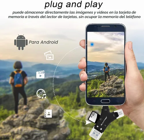 Vista 8 de Lector de Tarjetas SD para iPhone/iPad/Android/Mac/Computadora/Cámara, Lector de Tarjetas Micro SD 4 en 1, Visor de Cámara Trail, Lector de Tarjetas