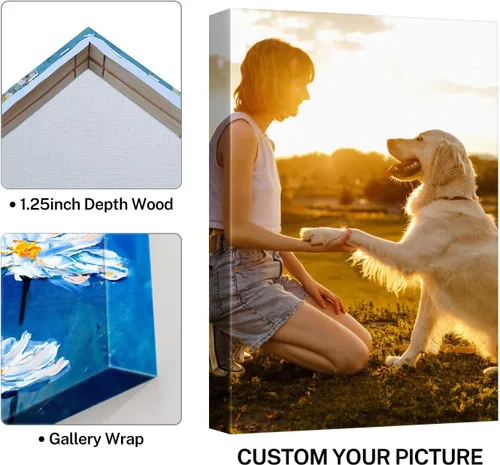Vista 5 de Impresiones en lienzo personalizadas con tus fotos, imagen personalizada sobre lienzo, regalos personalizados con marco de pared para aniversario